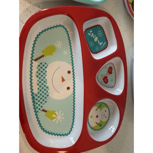 Set of 4 Kids Divided Food Plates/Trays Animals Alphabet ~ Fox/Bear/Owl - New‎ - Picture 2 of 10